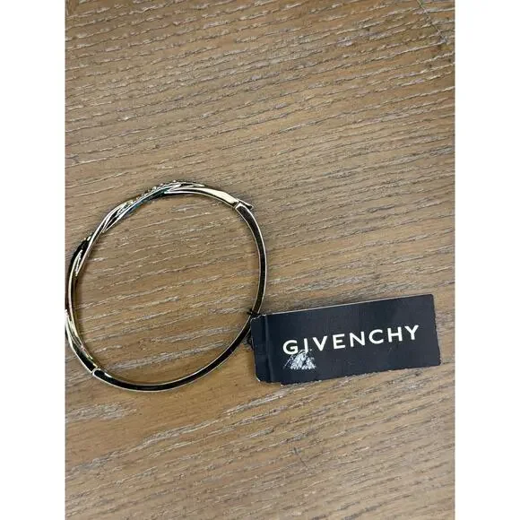 Givenchy Gold Tone Crystal Twist Bangle Bracelet Hinged - Picture 2 of 2